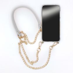 Coque Pour Xiaomi Redmi 17 4G / 5G avec Lanière Cordon Chaine et Cuir Blanc
