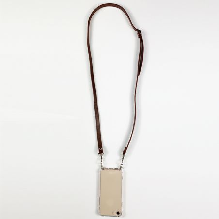 Coque Pour Xiaomi Redmi 17 4G / 5G avec Lanière Cordon Cuir 2 Marron
