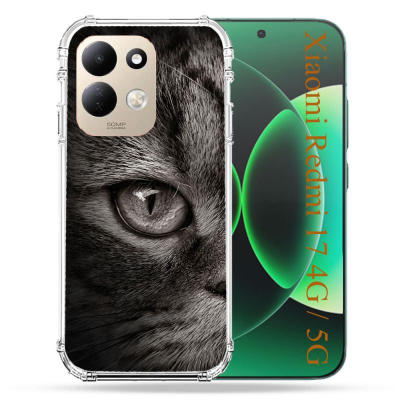 Coque Renforcée Pour Xiaomi Redmi 17 4G / 5G Animal Chat Gris