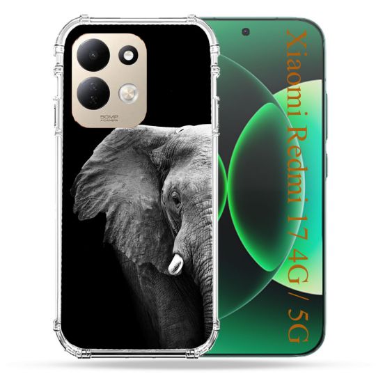 Coque Renforcée Pour Xiaomi Redmi 17 4G / 5G Animal Elephant Noir