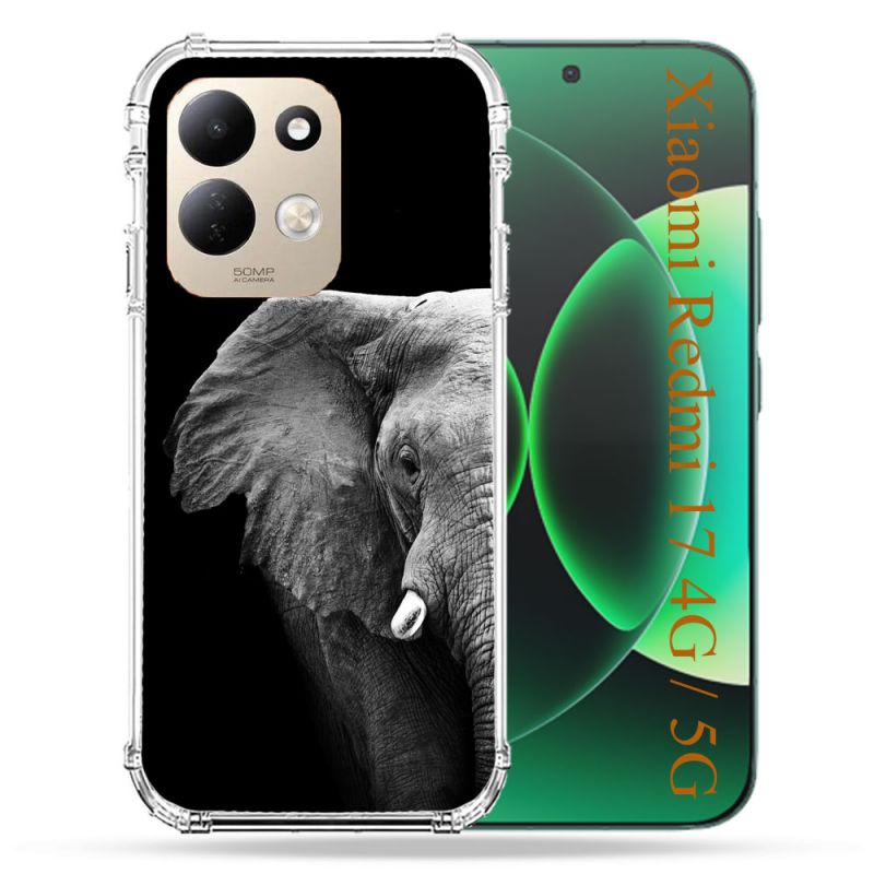 Coque Renforcée Pour Xiaomi Redmi 17 4G / 5G Animal Elephant Noir