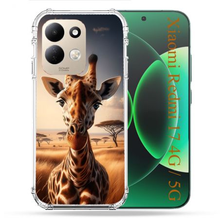 Coque Renforcée Pour Xiaomi Redmi 17 4G / 5G Animal Girafe Savane