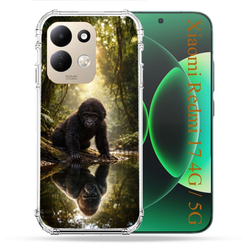 Coque Renforcée Pour Xiaomi Redmi 17 4G / 5G Animal Gorille Reflet