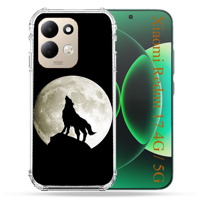 Coque Renforcée Pour Xiaomi Redmi 17 4G / 5G Animal Loup Noir
