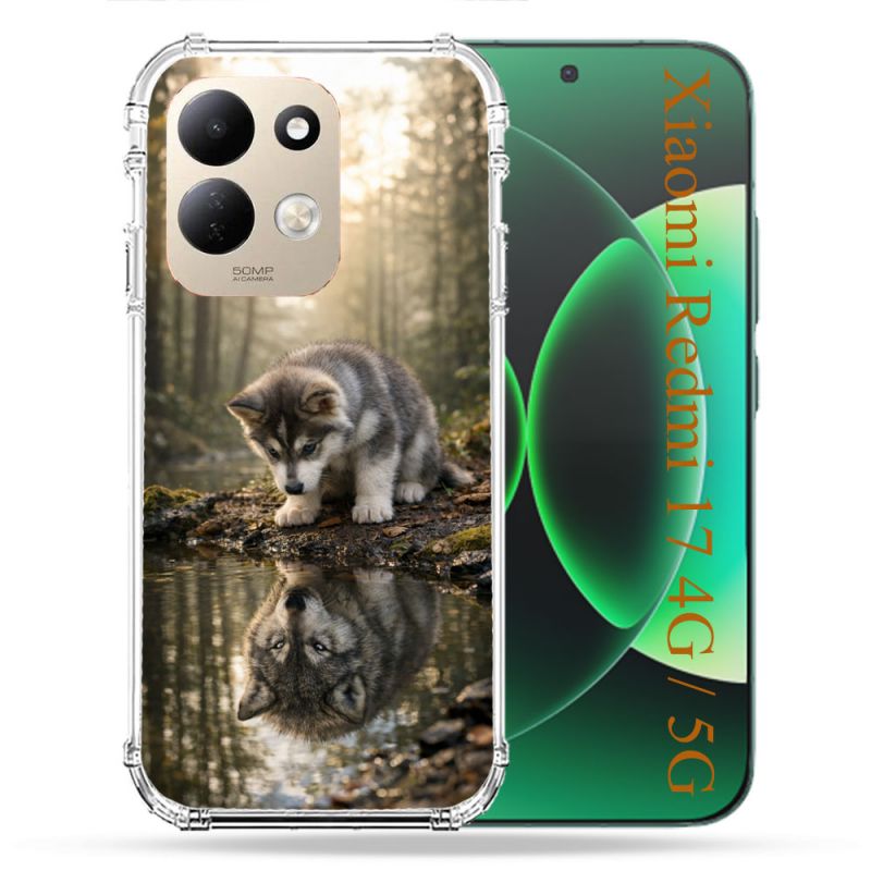 Coque Renforcée Pour Xiaomi Redmi 17 4G / 5G Animal Loup Reflet