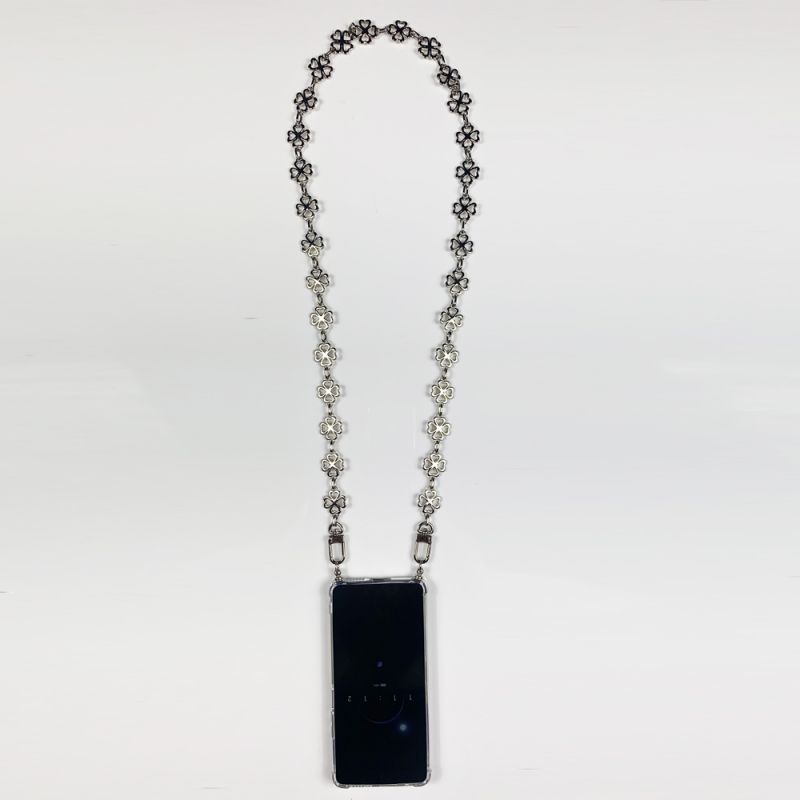 Coque Pour Xiaomi Redmi 17C 5G avec Lanière Cordon Bijou Trèfle Argent