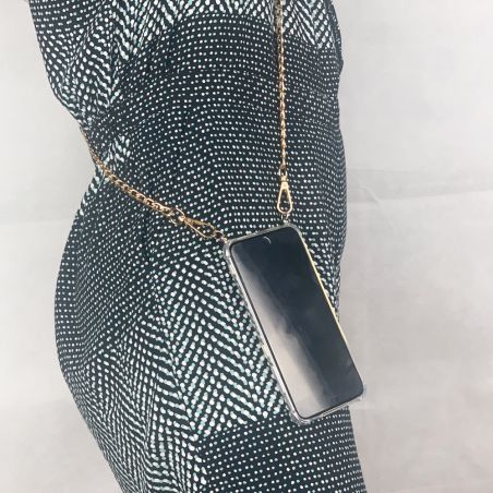 Coque Pour Xiaomi Redmi 17C 5G avec Lanière Cordon Chaine et Cuir Noir