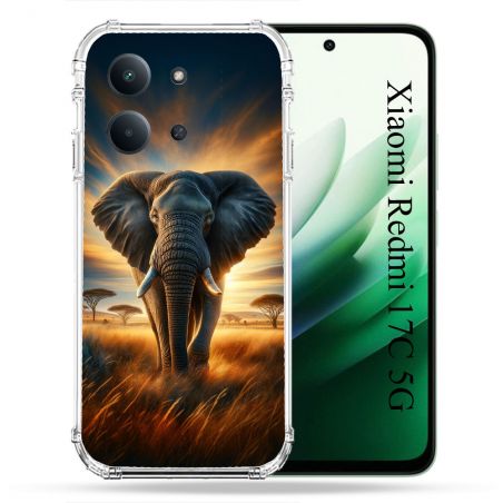 Coque Renforcée Pour Xiaomi Redmi 17C 5G Animal Elephant Savane
