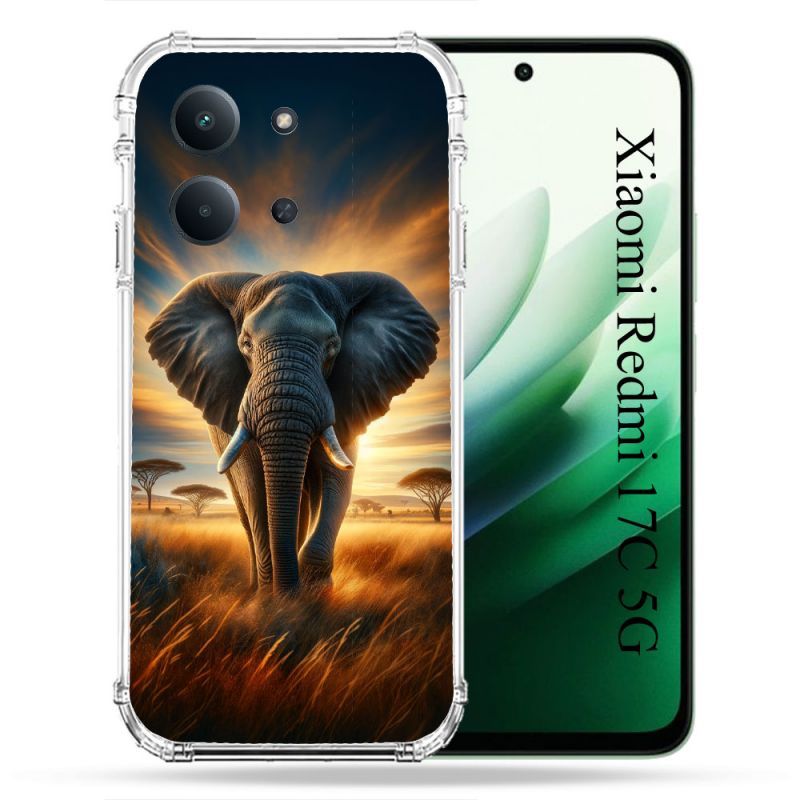 Coque Renforcée Pour Xiaomi Redmi 17C 5G Animal Elephant Savane
