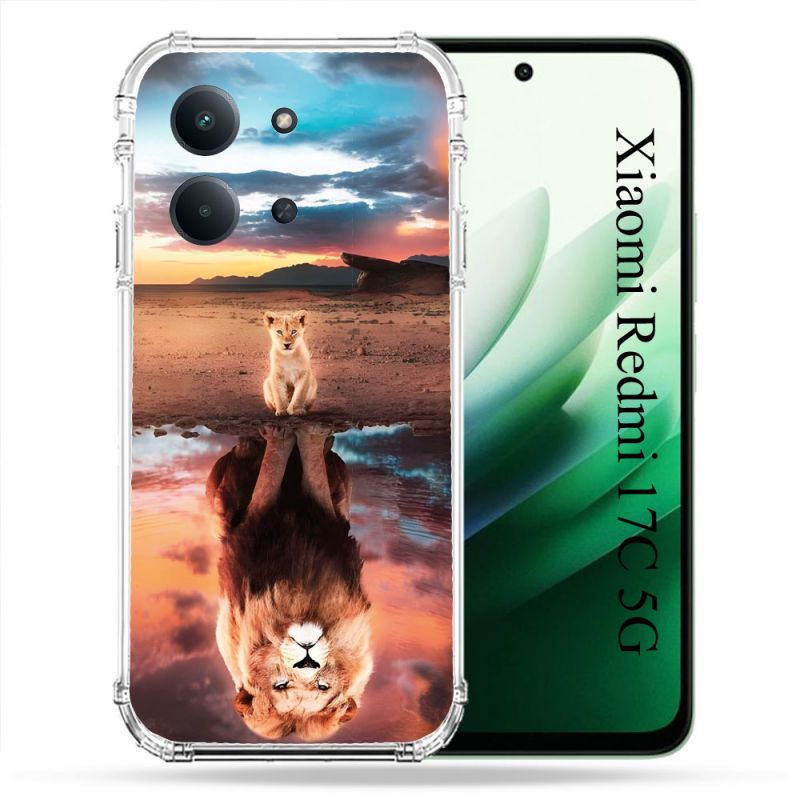 Coque Renforcée Pour Xiaomi Redmi 17C 5G Animal Lion Reflet