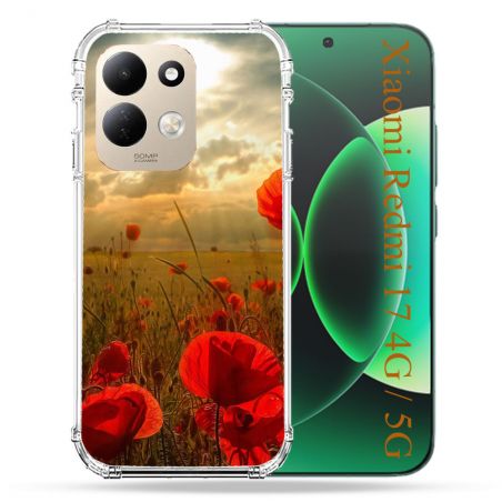 Coque Renforcée Pour Xiaomi Redmi 17 4G / 5G Fleur Coquelicot