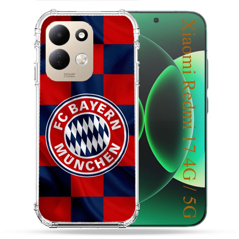 Coque Renforcée Pour Xiaomi Redmi 17 4G / 5G Foot Bayern Munich Carreaux