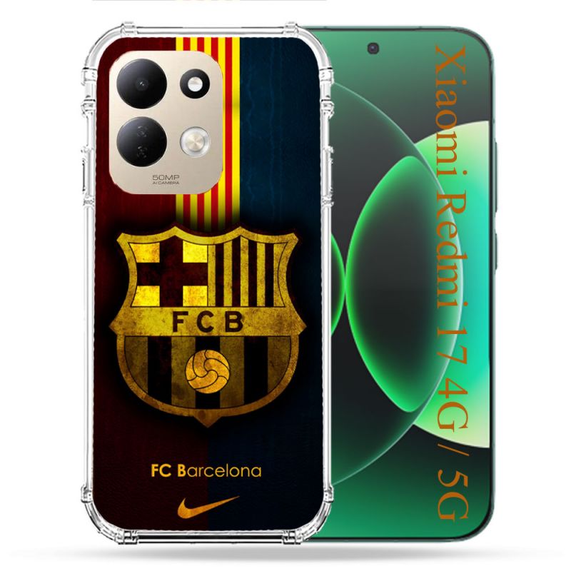 Coque Renforcée Pour Xiaomi Redmi 17 4G / 5G Foot FC Barcelone Vintage