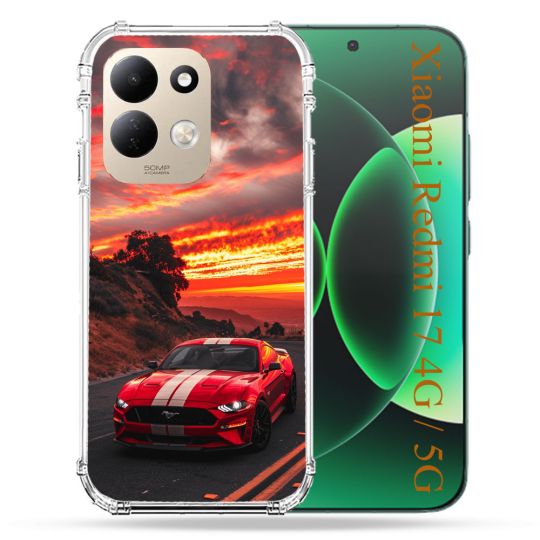 Coque Renforcée Pour Xiaomi Redmi 17 4G / 5G Ford Mustang GT500 Rouge