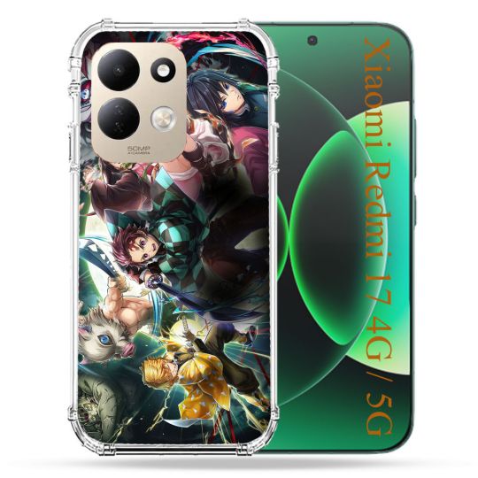 Coque Renforcée Pour Xiaomi Redmi 17 4G / 5G Manga Demon Slayer Groupe