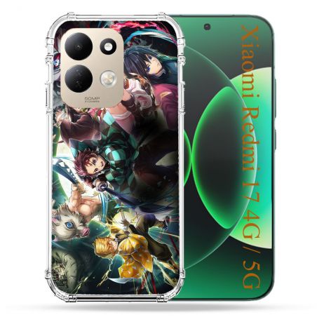 Coque Renforcée Pour Xiaomi Redmi 17 4G / 5G Manga Demon Slayer Groupe