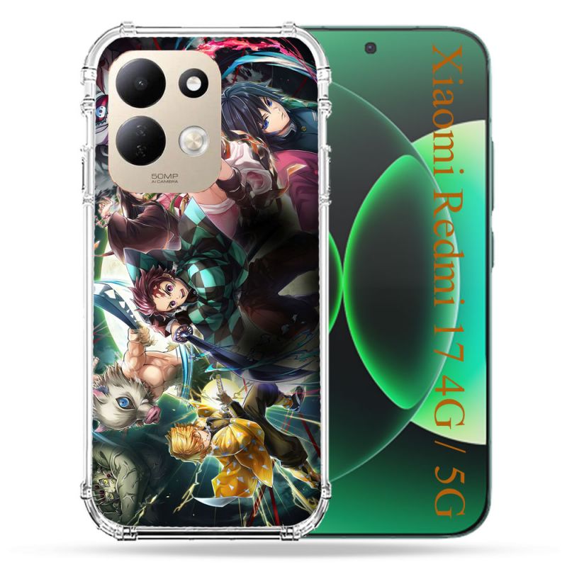 Coque Renforcée Pour Xiaomi Redmi 17 4G / 5G Manga Demon Slayer Groupe