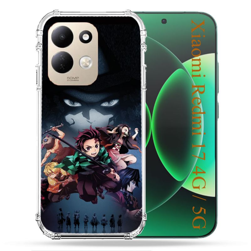 Coque Renforcée Pour Xiaomi Redmi 17 4G / 5G Manga Demon Slayer Noir