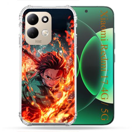 Coque Renforcée Pour Xiaomi Redmi 17 4G / 5G Manga Demon Slayer Tanjiro Feu