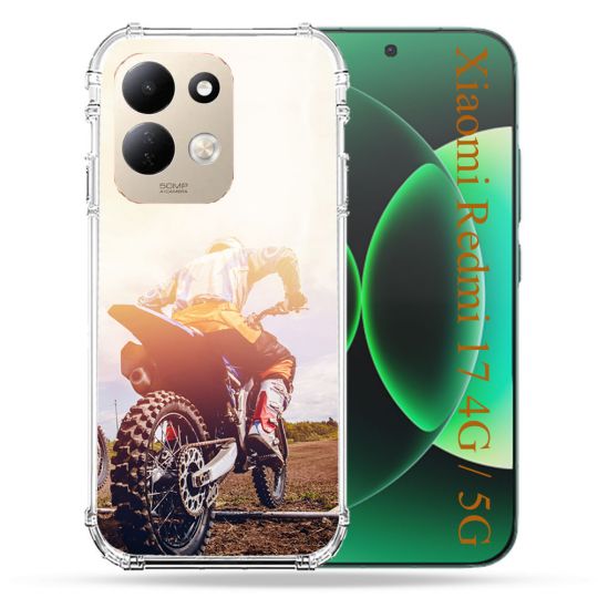 Coque Renforcée Pour Xiaomi Redmi 17 4G / 5G Moto Cross Soleil