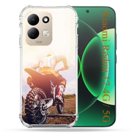 Coque Renforcée Pour Xiaomi Redmi 17 4G / 5G Moto Cross Soleil