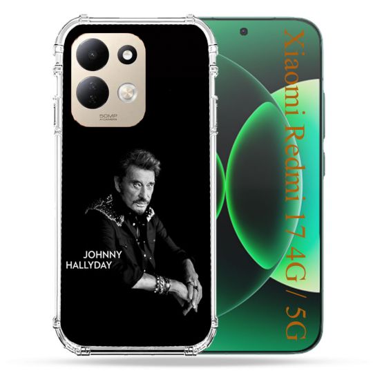 Coque Renforcée Pour Xiaomi Redmi 17 4G / 5G Musique Johnny Hallyday Noir