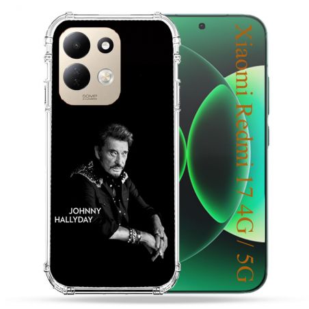 Coque Renforcée Pour Xiaomi Redmi 17 4G / 5G Musique Johnny Hallyday Noir