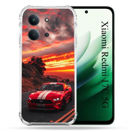 Coque Renforcée Pour Xiaomi Redmi 17C 5G Ford Mustang GT500 Rouge