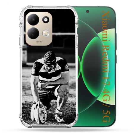 Coque Renforcée Pour Xiaomi Redmi 17 4G / 5G Sport Rugby Noir Blanc