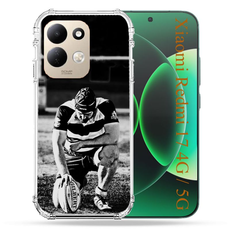 Coque Renforcée Pour Xiaomi Redmi 17 4G / 5G Sport Rugby Noir Blanc
