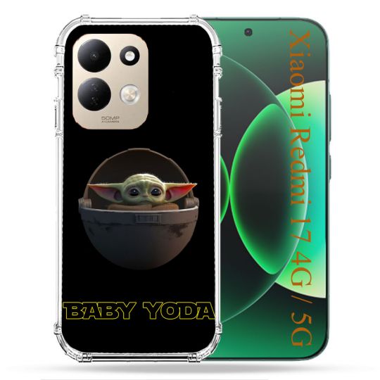 Coque Renforcée Pour Xiaomi Redmi 17 4G / 5G Star Wars - Yoda bebe noir