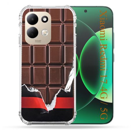 Coque Renforcée Pour Xiaomi Redmi 17 4G / 5G Texture Trompe Oeil Chocolat