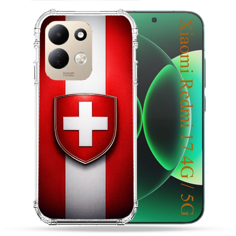 Coque Renforcée Pour Xiaomi Redmi 17 4G / 5G Voyage Drapeau Suisse