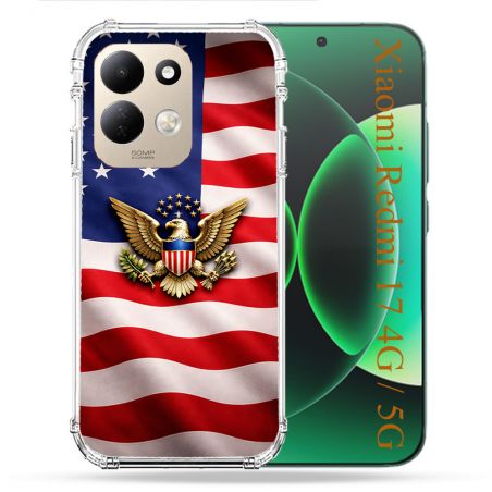 Coque Renforcée Pour Xiaomi Redmi 17 4G / 5G Voyage Drapeau USA Etats Unis