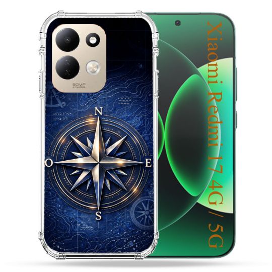 Coque Renforcée Pour Xiaomi Redmi 17 4G / 5G Voyage Rose des Vents Marine