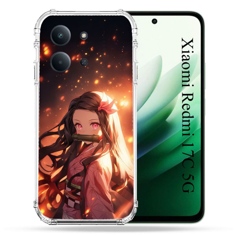 Coque Renforcée Pour Xiaomi Redmi 17C 5G Manga Demon Slayer Nezuko Rose