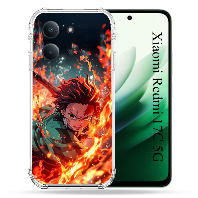 Coque Renforcée Pour Xiaomi Redmi 17C 5G Manga Demon Slayer Tanjiro Feu