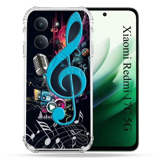 Coque Renforcée Pour Xiaomi Redmi 17C 5G Musique Cle Sol Bleu