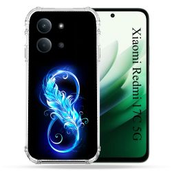 Coque Renforcée Pour Xiaomi Redmi 17C 5G Texture Plume Infini Bleu