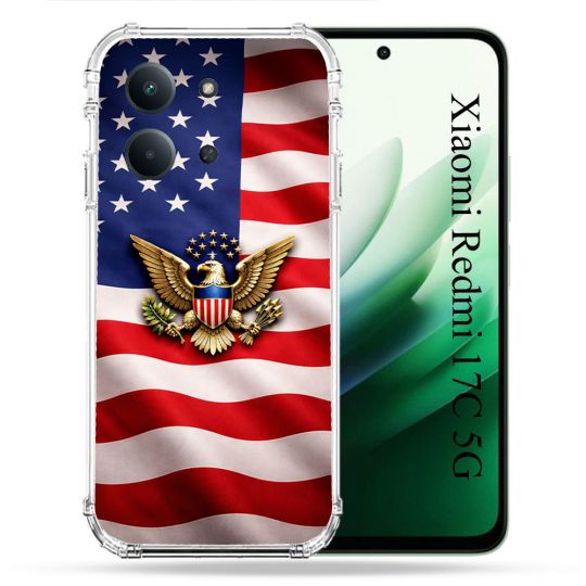Coque Renforcée Pour Xiaomi Redmi 17C 5G Voyage Drapeau USA Etats Unis
