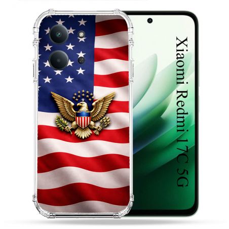 Coque Renforcée Pour Xiaomi Redmi 17C 5G Voyage Drapeau USA Etats Unis