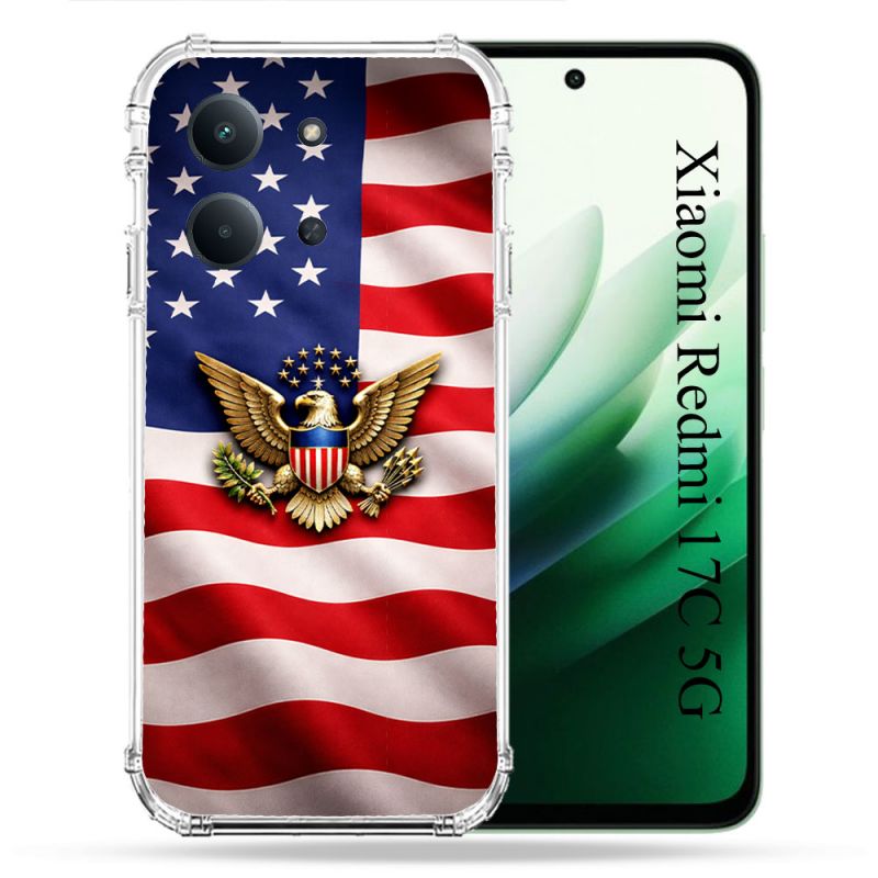 Coque Renforcée Pour Xiaomi Redmi 17C 5G Voyage Drapeau USA Etats Unis
