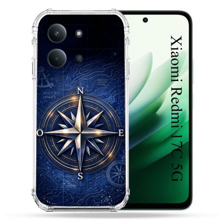 Coque Renforcée Pour Xiaomi Redmi 17C 5G Voyage Rose des Vents Marine