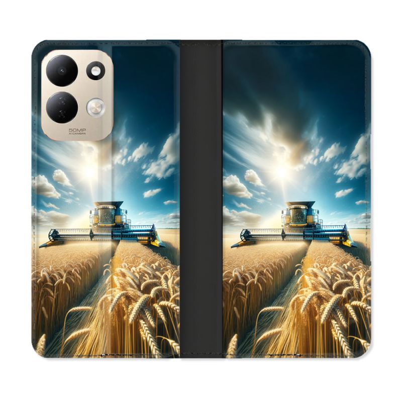 Housse Cuir Portefeuille Pour Xiaomi Redmi 17 4G / 5G Agriculture Moissonneuse Blé