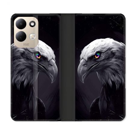 Housse Cuir Portefeuille Pour Xiaomi Redmi 17 4G / 5G Animal Aigle Royal Noir