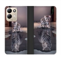 Housse Cuir Portefeuille Pour Xiaomi Redmi 17 4G / 5G Animal Chat Reflet