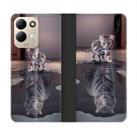Housse Cuir Portefeuille Pour Xiaomi Redmi 17 4G / 5G Animal Chat Reflet