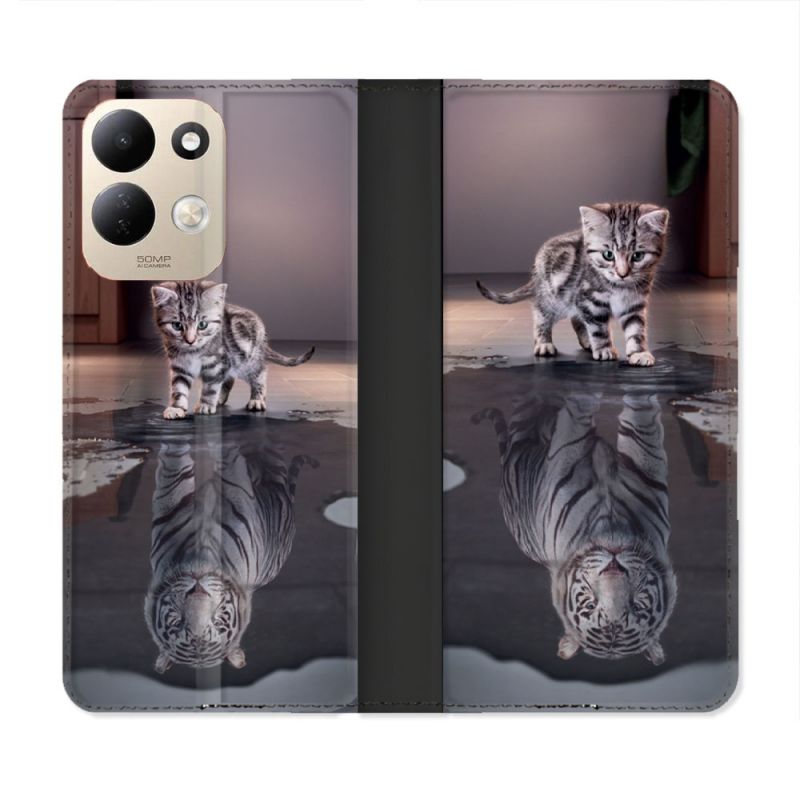 Housse Cuir Portefeuille Pour Xiaomi Redmi 17 4G / 5G Animal Chat Reflet