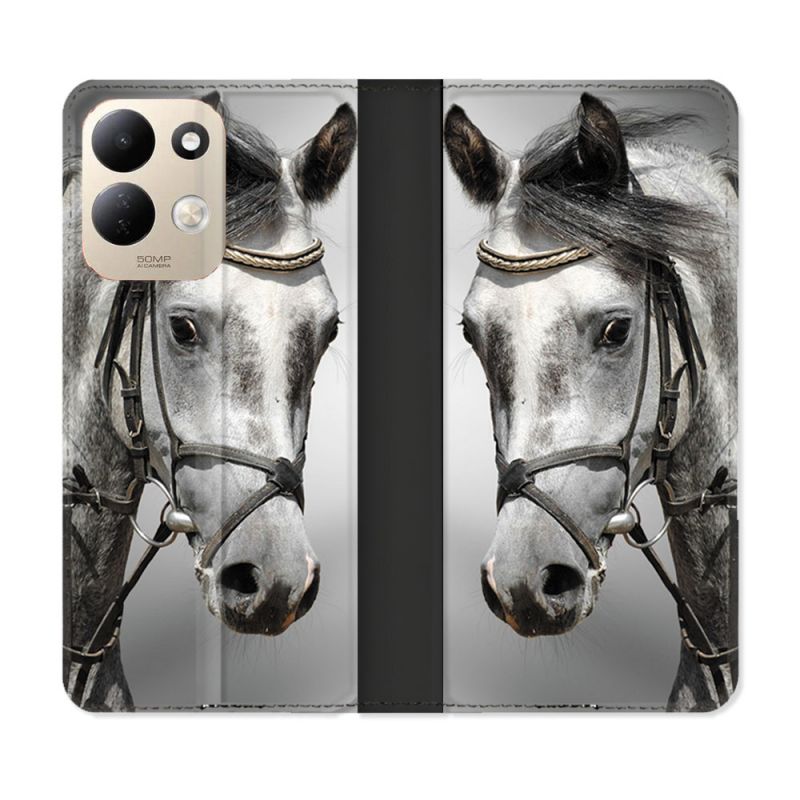 Housse Cuir Portefeuille Pour Xiaomi Redmi 17 4G / 5G Animal Cheval Blanc