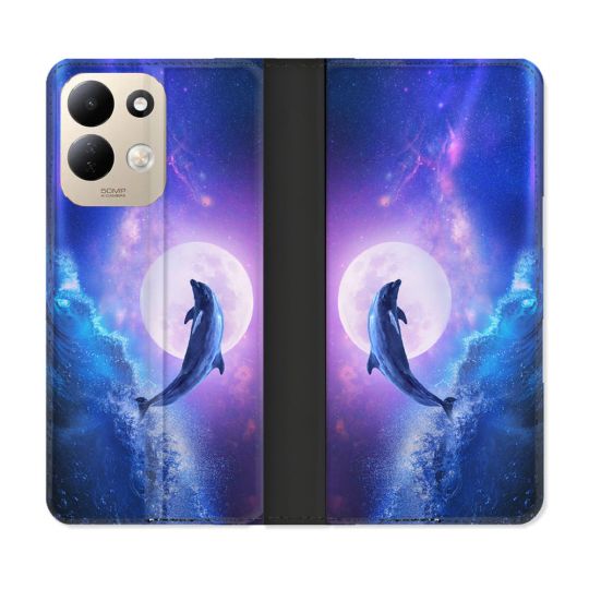 Housse Cuir Portefeuille Pour Xiaomi Redmi 17 4G / 5G Animal Dauphin Vague